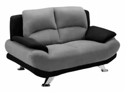 Discount Vente-unique Sofá de 2 plazas de microfibra bicolor gris y negro MUSKO Negro / Gris