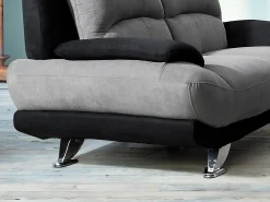 Discount Vente-unique Sofá de 2 plazas de microfibra bicolor gris y negro MUSKO Negro / Gris