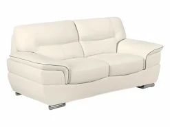 Best LINEA SOFA Sofá de 2 plazas de piel de becerro blanco THIBAULT Marfil