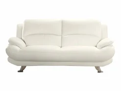 Outlet Vente-unique Sofá de 3 plazas de piel sintética en color blanco MUSKO Marfil