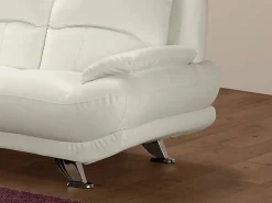Outlet Vente-unique Sofá de 3 plazas de piel sintética en color blanco MUSKO Marfil