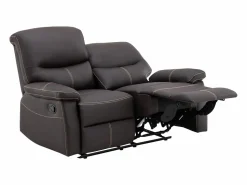 Discount Vente-unique Sofá de 2 plazas de relax de piel sintética marrón CANBY Marru00f3n