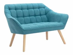 Clearance Sofá de 2 plazas de tela azul acolchado. Estilo escandinavo. CASERTA Sofá Escandinavo|Sofá - 2 Plazas