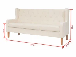 Online Sofá de 3 plazas de tela color crema Todos Los Sofás|Sofá - 3 Plazas