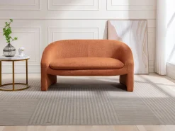Vente-unique Sofá de 2 plazas de tela de color estilo diseño OSSANA