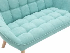 Vente-unique Sofá de 2 plazas de tela verde agua acolchado. Estilo escandinavo. CASERTA Verde almendra