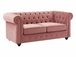 Vente-unique Sofá de 2 plazas de terciopelo rosa pastel CHESTERFIELD
