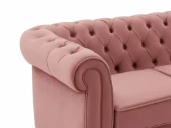 Vente-unique Sofá de 2 plazas de terciopelo rosa pastel CHESTERFIELD