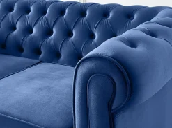 Vente-unique Sofá de 2 plazas de terciopelo Azul real CHESTERFIELD