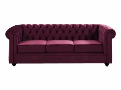Discount Sofá de 3 plazas de terciopelo color ciruela CHESTERFIELD Sofás Chesterfield