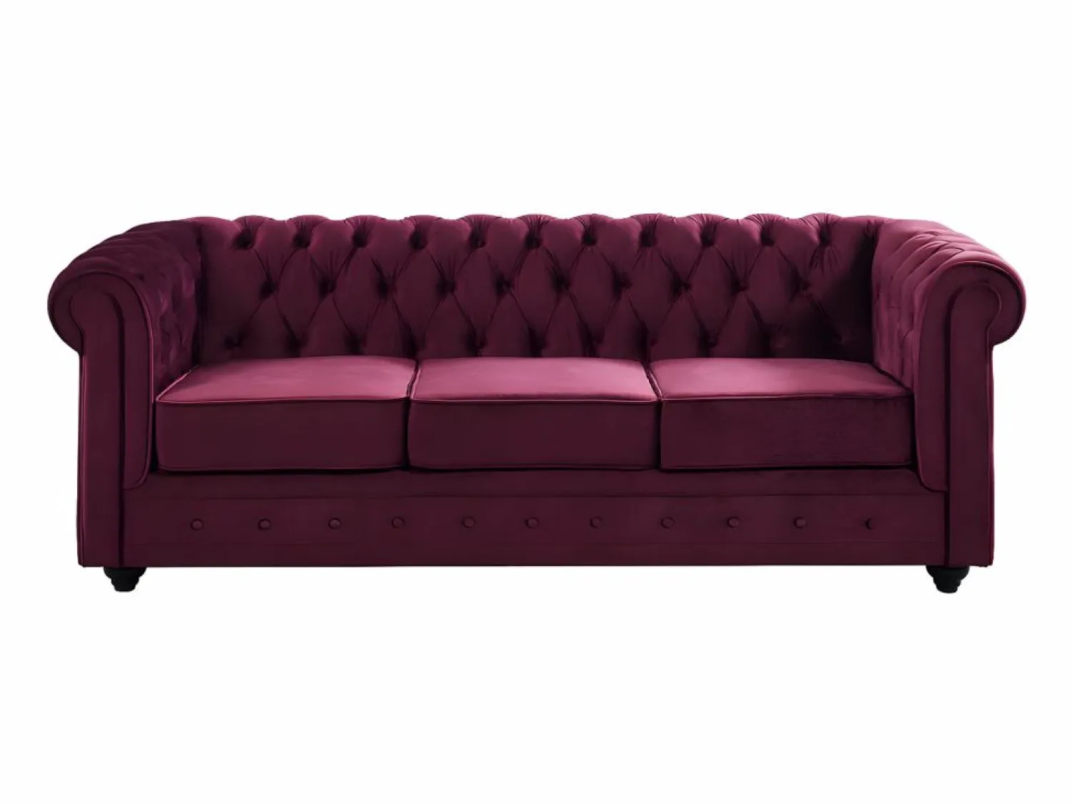 Discount Sofá de 3 plazas de terciopelo color ciruela CHESTERFIELD Sofás Chesterfield