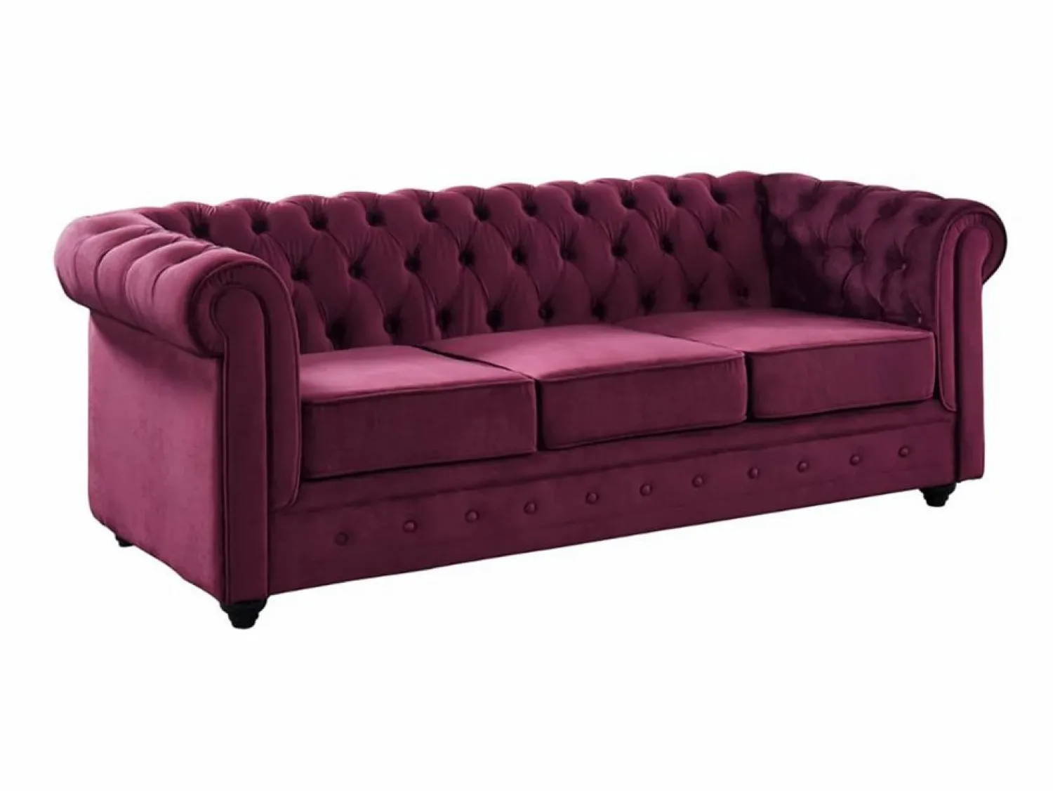 Discount Sofá de 3 plazas de terciopelo color ciruela CHESTERFIELD Sofás Chesterfield