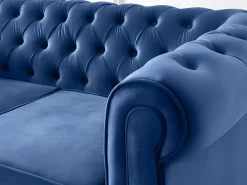 Vente-unique Sofá de 3+2+1 plazas de terciopelo Azul real CHESTERFIELD