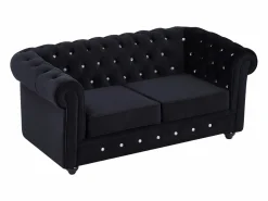 Vente-unique Sofá de 2 plazas de terciopelo con botones de efecto cristal CHESTERFIELD