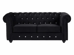Vente-unique Sofá de 2 plazas de terciopelo con botones de efecto cristal CHESTERFIELD