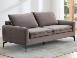 Vente-unique Sofá de 3 plazas de terciopelo gris estilo contemporáneo - ISENA
