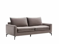 Vente-unique Sofá de 3 plazas de terciopelo gris estilo contemporáneo - ISENA