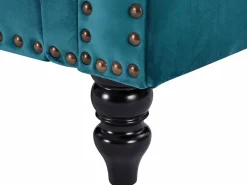 Vente-unique Sofá de 3 plazas de terciopelo verde azulado . Sofá capitoné con 2 cojines decorativos adicionales. Medidas: Ancho 190 x Prof. 77 x Alt. 79 cm. TURNER