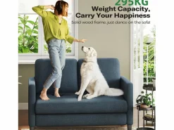 Clearance DripeX Sofá de 2 plazas de terciopelo de Teddy, con un asiento profundo de 55 cm y reposabrazos - 128x78x89cm Azul
