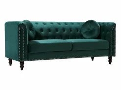 Discount Sofá de 3 plazas de terciopelo estilo charme francés TURNER Sofás Chesterfield|Sofá - 3 Plazas