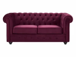 Vente-unique Sofá de 2 plazas de terciopelo color morado CHESTERFIELD