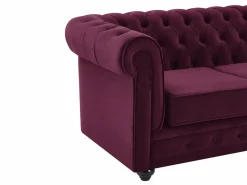 Vente-unique Sofá de 2 plazas de terciopelo color morado CHESTERFIELD