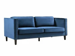 New Vente-unique Sofá de 3 plazas de terciopelo de estilo vintage MASULI Azul
