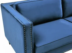 New Vente-unique Sofá de 3 plazas de terciopelo de estilo vintage MASULI Azul
