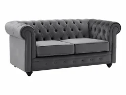Online Sofá de 2 plazas de terciopelo antracita CHESTERFIELD Sofás Chesterfield|Sofá - 2 Plazas