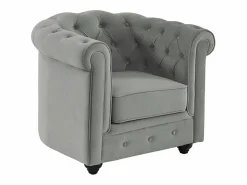Outlet Vente-unique Sofá de 3+2+1 plazas de terciopelo CHESTERFIELD Gris claro