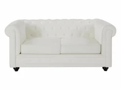 Hot Vente-unique Sofá de 2 plazas en cuero de búfalo CHESTERFIELD Blanco