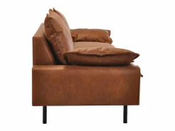 Best Miliboo Sofá de 3 plazas en piel con aspecto envejecido marrón coñac y metal negro DORY Marru00f3n