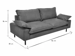 Best Miliboo Sofá de 3 plazas en piel con aspecto envejecido marrón coñac y metal negro DORY Marru00f3n