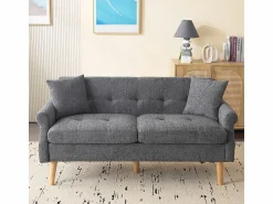 Online DripeX Sofá de 2 plazas en tejido Chenille - con 2 almohadas - reposabrazos acolchados - 20 cm pies de madera sólida -162x74x77cm Gris