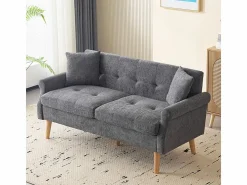 Online DripeX Sofá de 2 plazas en tejido Chenille - con 2 almohadas - reposabrazos acolchados - 20 cm pies de madera sólida -162x74x77cm Gris
