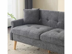 Online DripeX Sofá de 2 plazas en tejido Chenille - con 2 almohadas - reposabrazos acolchados - 20 cm pies de madera sólida -162x74x77cm Gris