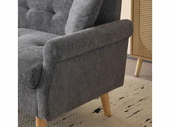 Online DripeX Sofá de 2 plazas en tejido Chenille - con 2 almohadas - reposabrazos acolchados - 20 cm pies de madera sólida -162x74x77cm Gris
