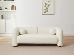 Sale Vente-unique Sofá de 2 plazas en tela bouclé blanco OVOTAS Marfil