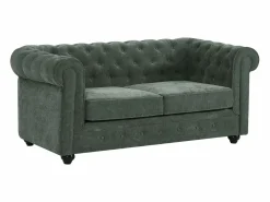 Vente-unique Sofá de 2 plazas en tela color CHESTERFIELD Verde