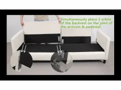 DripeX Sofá de 3 plazas en terciopelo de Teddy, gran comodidad de sofá derecho en madera maciza, envejecimiento con reposabrazos, 210 x 79 x 89 cm - marrón