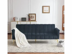 Clearance Merax Sofá de 3 plazas en terciopelo - 3 en 1 - Respaldo y reposabrazos regulables - 184 x 79 x 71 cm - LERICI by Pascal Morabito Negro