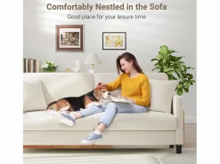 New Sofá de 3 plazas en terciopelo de Teddy, sofá de confort correcta en madera sólida, loveseat con reposabrazos, 193x79x89cm, , Todos Los Sofás|Sofá Escandinavo