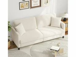 New Sofá de 3 plazas en terciopelo de Teddy, sofá de confort correcta en madera sólida, loveseat con reposabrazos, 193x79x89cm, , Todos Los Sofás|Sofá Escandinavo