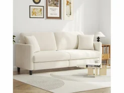 New Sofá de 3 plazas en terciopelo de Teddy, sofá de confort correcta en madera sólida, loveseat con reposabrazos, 193x79x89cm, , Todos Los Sofás|Sofá Escandinavo
