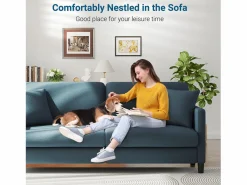 Sale DripeX Sofá de 3 plazas en terciopelo de Teddy, sofá de confort correcta en madera sólida, loveseat con reposabrazos, 193x79x89cm, -gris Azul