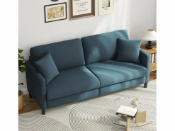 Sale DripeX Sofá de 3 plazas en terciopelo de Teddy, sofá de confort correcta en madera sólida, loveseat con reposabrazos, 193x79x89cm, -gris Azul