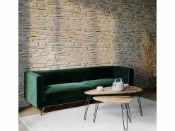 New Rendez-Vous Déco Sofá de 3 plazas en terciopelo oscuro - Gatsby Verde