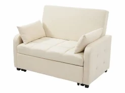 Sale Sofá de 2 plazas extraíble - Sofá relax con respaldo regulable y 2 cojines - Lino Beige