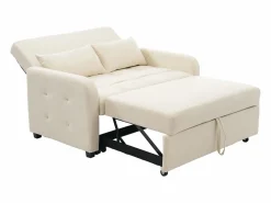 Sale Sofá de 2 plazas extraíble - Sofá relax con respaldo regulable y 2 cojines - Lino Beige