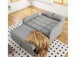 Sofá de 2 plazas extraíble - Sofá relax con respaldo regulable y 2 cojines - Lino